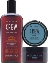 American Crew - Daily Cleansing Shampoo & Fiber Set - 250+85ml