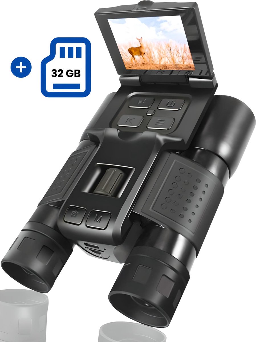 Zoomble® Digitale Verrekijker met Camera 12x32 – E-book Vogelspotten – Inclusief 32GB SD Kaart & Opbergtas – Compact - Foto & Video – Voor Vogelaars & Volwassene - Zwart