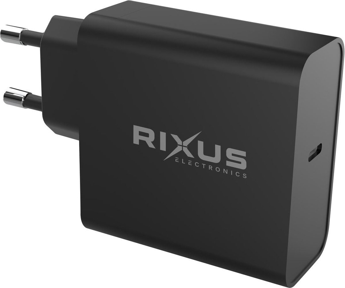 Rixus - USB-C stekker in zwart - Snelle oplader voor iPhone en Samsung - Universele USB-C-oplader - Oplaadstekker voor iPad - USB C-oplaadblokje.