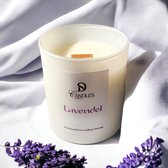Geurkaars Lavendel - 10 oz - Handgemaakte Geurkaars - Woodwick Geurkaars Candle Jar | Brandtijd: 50-60 uur