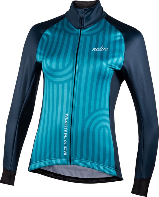 Nalini - Femme - Veste de cyclisme d'hiver - Veste de cyclisme chaude coupe-vent - Turquoise - Zwart - NEW STRADA LADY JKT - XL