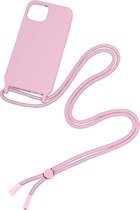 Rixus iPhone 12 tpu ketting koordomslag telefoonhoes - roze - ketting koordomslag - TPU -materiaal - Accessoires