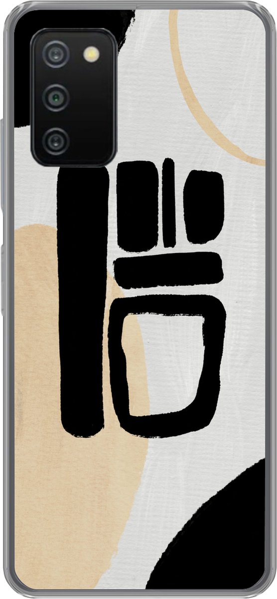 Telefoonhoesje Geschikt voor Samsung Galaxy A03s hoesje - Zwart - Cirkel - Abstract - Siliconen Telefoonhoesje Telefoonhoesje
