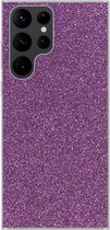 Geschikt voor Samsung Galaxy S22 Ultra hoesje - Glitter - Roze - Design - Abstract - Siliconen Telefoonhoesje