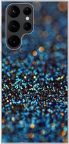 Geschikt voor Samsung Galaxy S22 Ultra hoesje - Glitter - Blauw - Abstract - Design - Siliconen Telefoonhoesje