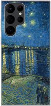Geschikt voor Samsung Galaxy S22 Ultra hoesje - De Sterrennacht - Vincent van Gogh - Siliconen Telefoonhoesje