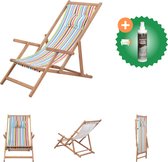 vidaXL Strandstoel inklapbaar stof en houten frame meerkleurig Tuinstoel Inclusief Reiniger