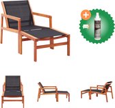 vidaXL Chaise de jardin avec repose-pieds Bois d'eucalyptus massif et textilène Chaise de jardin avec nettoyant
