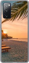 Geschikt voor Samsung Galaxy S20 FE hoesje - Strand - Strandstoel - Zonsondergang - Siliconen Telefoonhoesje