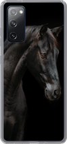 Geschikt voor Samsung Galaxy S20 FE hoesje - Paard - Dier - Zwart - Siliconen Telefoonhoesje