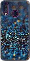 Samsung Galaxy A40 hoesje - Gekleurde glitters tegen een vervaagde achtergrond - Siliconen Telefoonhoesje