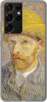 Geschikt voor Samsung Galaxy S21 Ultra hoesje - Zelfportret met strohoed - Vincent van Gogh - Siliconen Telefoonhoesje