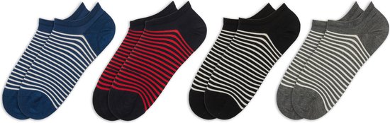 RAFRAY Socks - Premium Bamboe Sokken in Cadeaubox - Gestreepte Enkelsokken - Premium Bamboo Socks - Low Cut - 4 paar - Maat 40-44