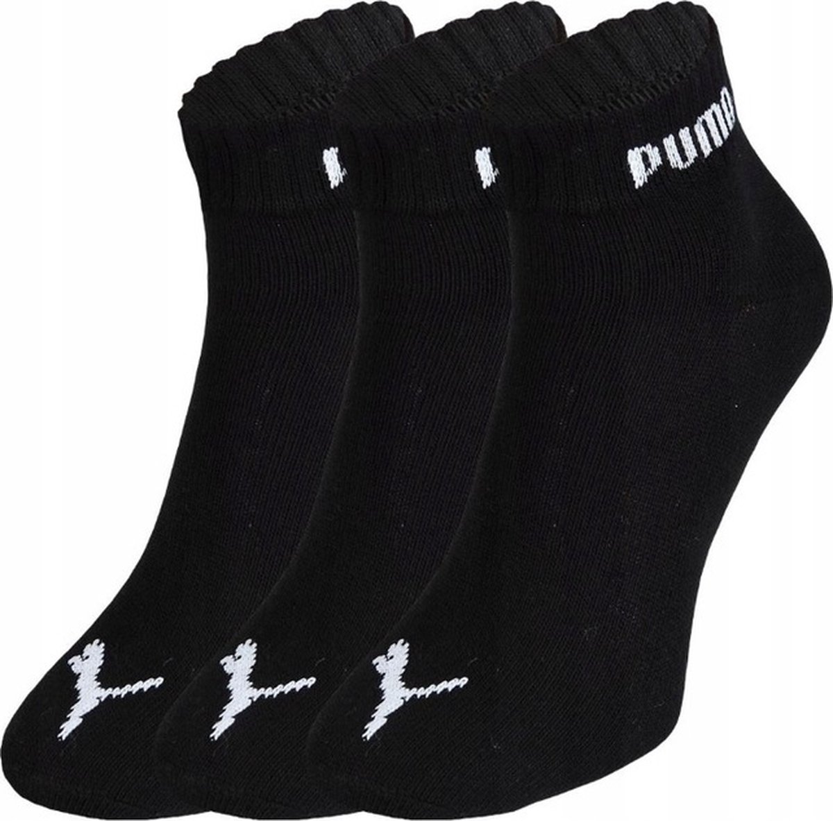 PUMA - Unisex - Zwart- Maat 43 - 46 cm - Sokken voor Heren/Dames - Sport - QUARTER - Korte sokken - ( 3 - pack ) - PUMA