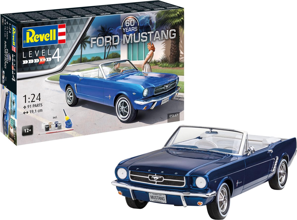 Revell 1:24 05647 60th Anniversary of Ford Mustang Auto Geschenkset Plastic Modelbouwpakket