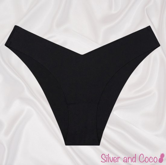 SilverAndCoco® - Naadloze Onderbroek / Seamless Broekje Dames / Zacht Brazilian Sport Slipje / Naadloos Stretch Ondergoed Vrouw / Hipster Dames Lingerie Broekje Slip Black - Zwart / Small