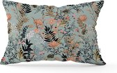 Velvet Kussenhoes 30x50 - Bloemen op lichtblauw - Fluweel Sierkussenhoes