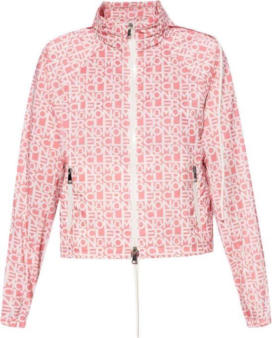 Veste Moncler Alose avec logo imprimé et capuche all over - rose - taille 152