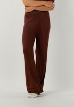Minus Allie High Waisted Wide Leg Metallic Knit Pant Broeken Dames - Bruin - Maat L