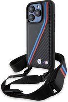 iPhone 15 Pro Backcase hoesje - BMW - Effen Zwart - Kunstleer