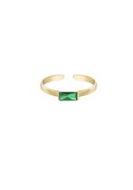 Ring dun steen groen stainless steel