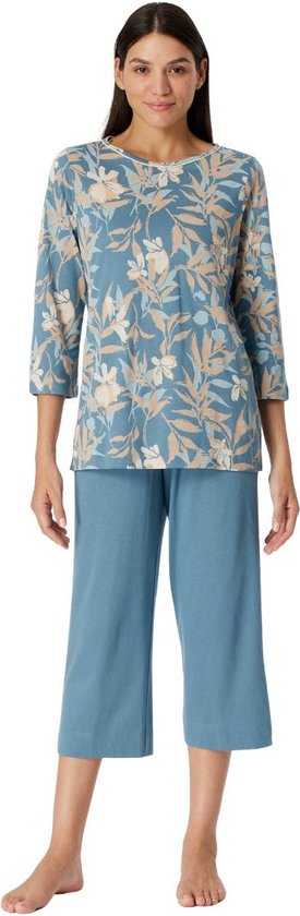 Schiesser Pyjama 3/4 broek - 913 Blue - maat 48 (48) - Dames Volwassenen - Katoen/Modal- 181236-913-48