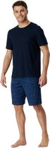 Schiesser Pyjama korte broek - 801 Blue - maat L (L) - Heren Volwassenen - 100% katoen- 181157-801-L