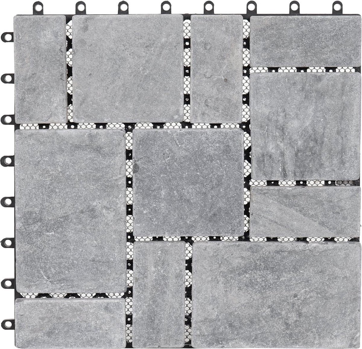 Cosmo Casa Steentegel - Vloertegel - Insteektegel - Balkon/Terras - Natuursteen - 11x Elke 30x30cm - 1m² - Donkergrijs