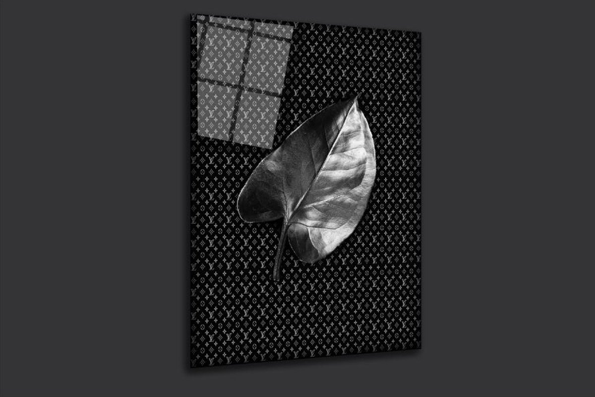 golden LV leaf schilderij op plexiglas 60x90cm