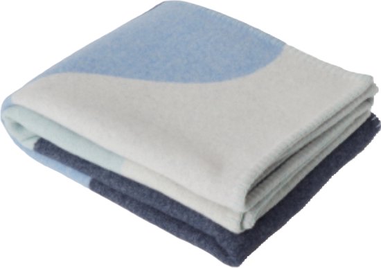 Stackelbergs Plaid-Couverture Mohair Mohair-Laine Beige-Bleu glacier L 130 cm l 170 cm