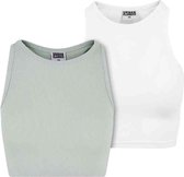 Urban Classics - Rib 2-Pack Crop top - 4XL - Mintgroen/Wit