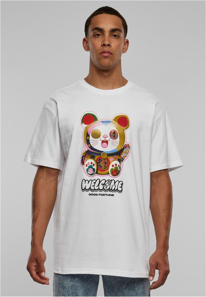 Mister Tee Welcome Cat Heavy Oversize Heren T-shirt L Wit