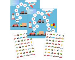 Stevig Beloningssysteem Voertuigen + Stickers - 2 Beloningskaarten + 2 Stickervellen - Zindelijkheidstraining Kind - Op het Potje - Belonen met Stickers - Beloningssysteem Kinderen - Zindelijk Maken - Beloningssysteem Jongens - Beloningskalender