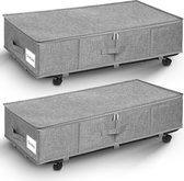 Bol.com 2 stuks onderbedcommode opbergbox met wielen 360° rotatie groot onder bed met 3 handgrepen ultra dikke dekbedden opslag ... aanbieding
