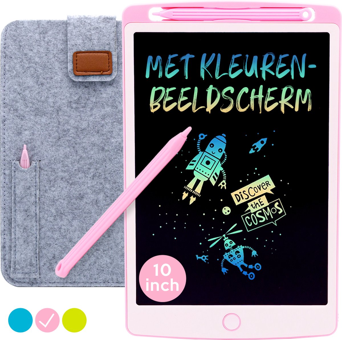 LCD Kindertablet "Roze" 10 inch Kleurenscherm - LCD Tekentablet - Teken Tablet - Sinterklaas Cadeautjes - Schoencadeautjes Sinterklaas - Sint - Kerst - Cadeau - Grafische Tablet - Writing Tablet - Speelgoed Voor Onderweg - Leren Tekenen