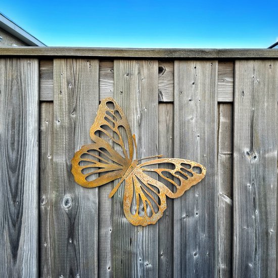 Metalbird - Acier Corten - Décoration de jardin - Décoration murale - Papillon L - 26x18cm