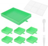 Diamond Painting Organizer - Groen met 6 groene schudbakjes - Lepeltje - Kwastje
