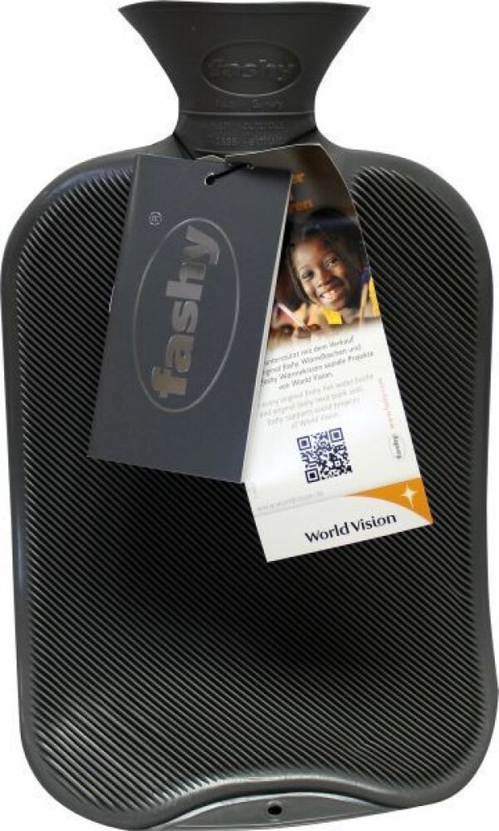 Goedkoopste Fashy warm water kruik - dubbelzijdig geribbeld - grijs - 2 liter