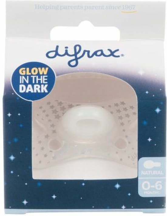 Difrax Fopspeen Natural 0+ mnd Glow In The Dark - 2 x - Voordeelverpakking van Difrax — afbeelding 2