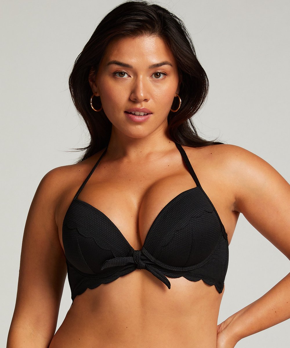 Hunkemöller Dames Badmode Voorgevormde push - up beugel bikinitop Scallop Cup A - E - Zwart — afbeelding 3