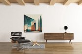Canvas Schilderij - Abstract - Wanddecoratie - Groen - Rood - 100x100x2 cm