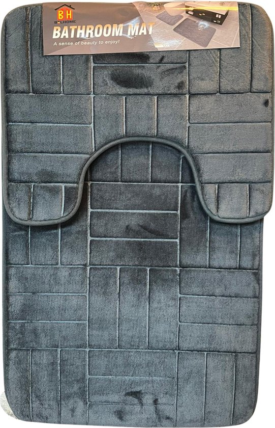 Homaxy Badmat van traagschuim, 2-delige set, antislip en absorberend, machinewasbaar (50 x 60 cm 50 x 76 cm, donkergrijs Homaxy Badmat van traagschuim, 2-delige set, antislip en absorberend, machinewasbaar (50 x 60 cm 50 x 76 cm, donkergrijs
