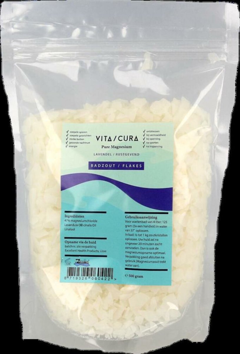Goedkoopste Vita Cura Badzout Flakes Magnesium Lavendel 500 gr