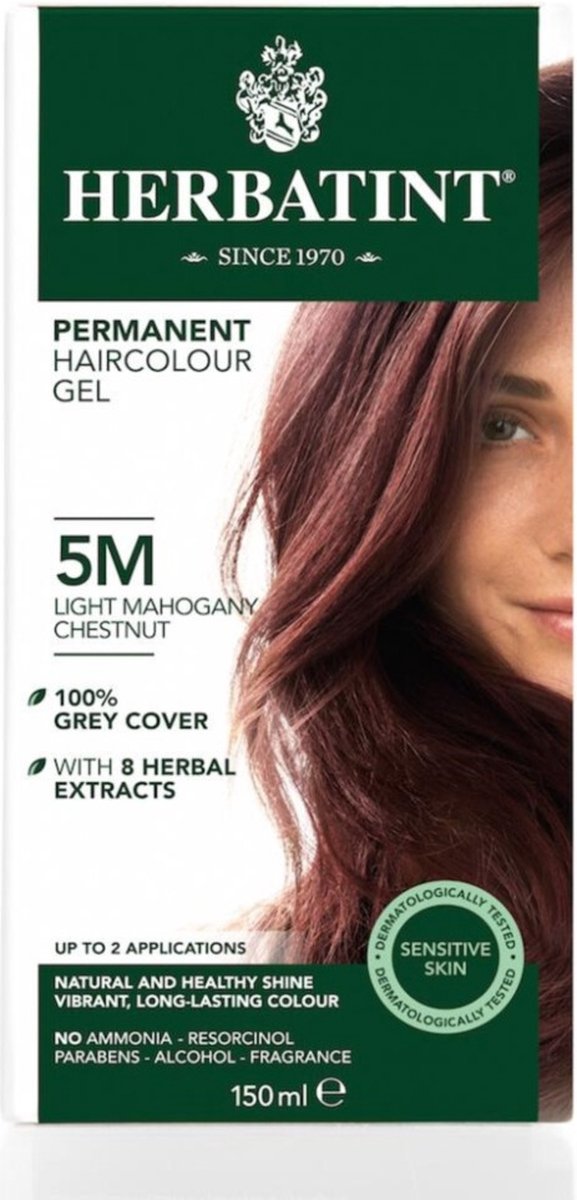 Herbatint 5M Licht Acajou Kastanje - Haarverf - Permanente vegan haarkleuring – 8 plantenextracten– 150ml