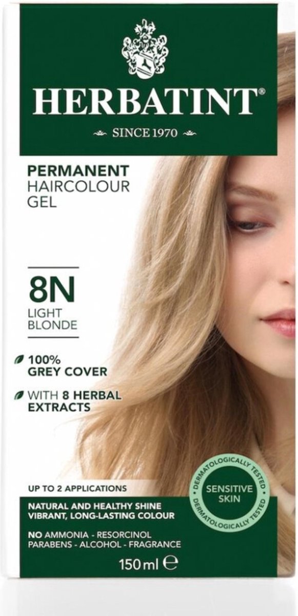 Herbatint 8N Licht Blond - Haarverf - Permanente vegan haarkleuring - 8 plantenextracten - 150 ml