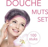 Wegwerp douchekappen, 100 stuks, roze. Waterdichte, rekbare binnenring, groot genoeg voor lang haar. Kan meerdere keren worden gebruikt.