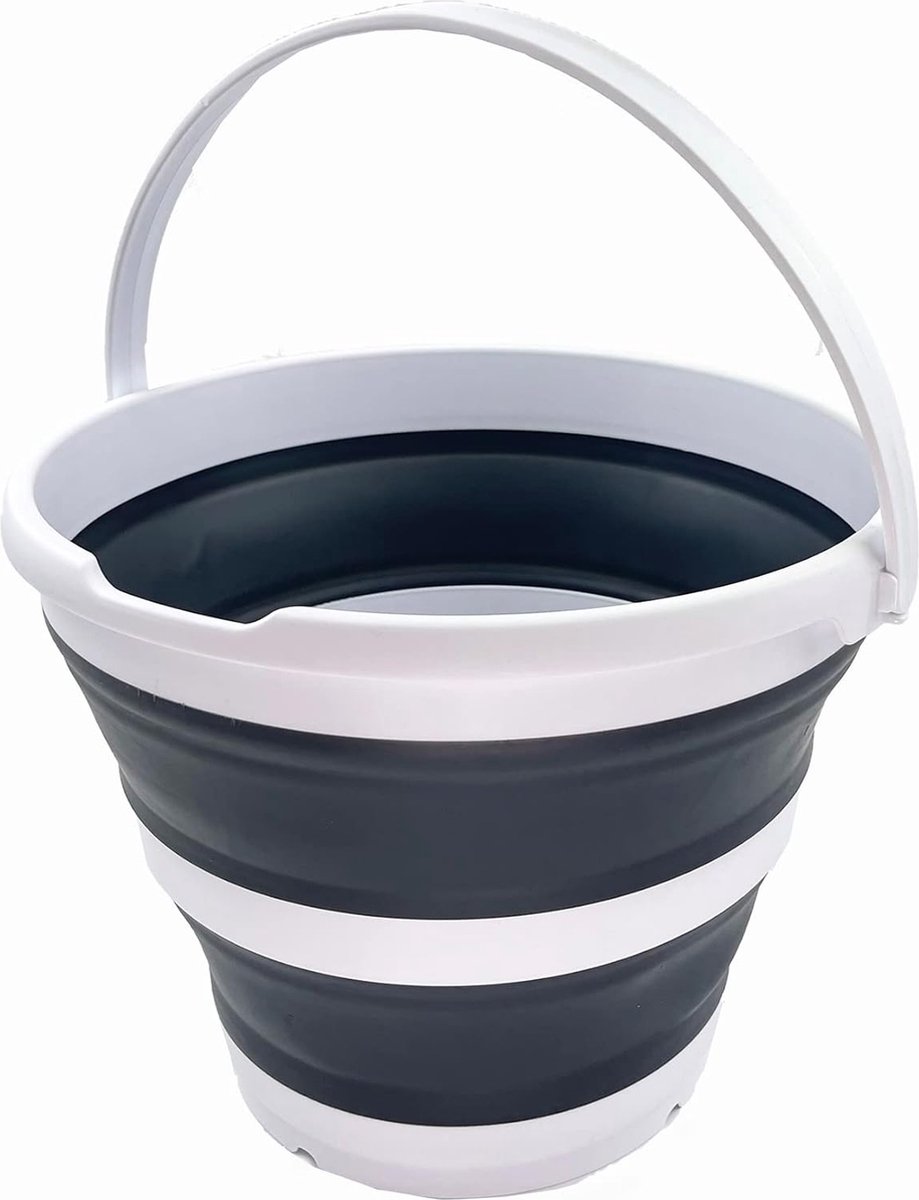 Goedkoopste Opvouwbare kunststof emmer, opvouwbare ronde kuip, draagbare viswateremmer, ruimtebesparende outdoor waterpot, diameter 33 cm (wit/kolenzwart