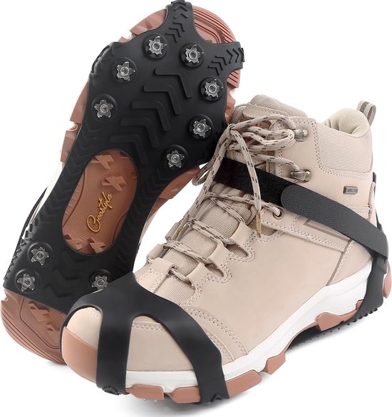 Foto: Klimijzer voor bergschoenen met 11 tanden verdikte schoenklauwen van roestvrij staal anti slip schoenspikes voor wandelen trail hardlopen trekking winter outdoor