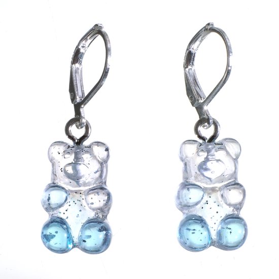 Boucles d'oreilles en argent Gummy Bear transparent/bleu