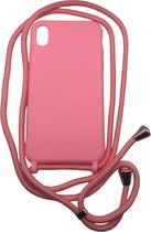 Siliconen Backcover met Koord - Geschikt voor iPhone X/10 iPhone XS - TPU Siliconen hoesje - Roze